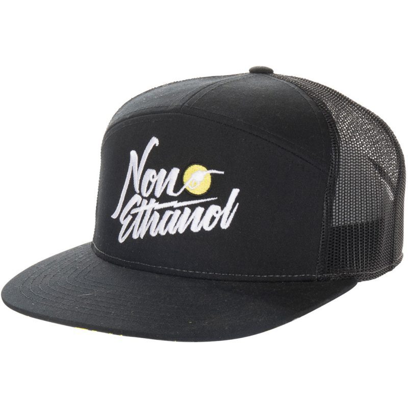 non ethanol 7 panel snapback hat Black.01