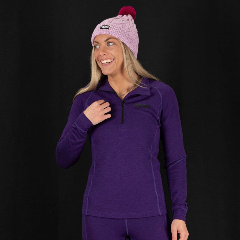 womens fzn merino quarter zip Purple.04